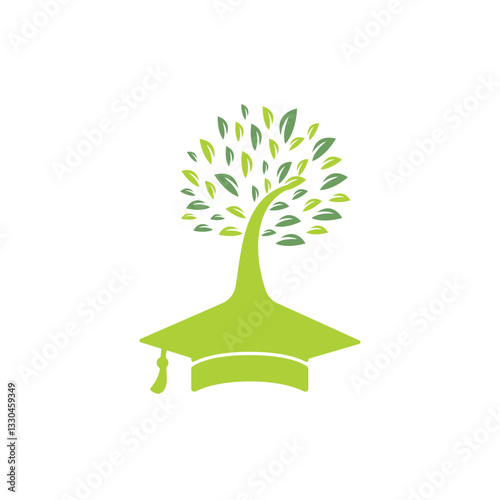 Creative modern nature Education logo design. Graduation cap and tree icon logo.	
