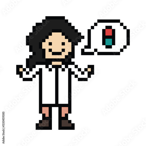 Cute pixel cartoon 8 bit character woman doctor scientist game care decoration pharmacist female doctor uniform lady in hospital 8 bit woman pixel art game 8bit png vector.