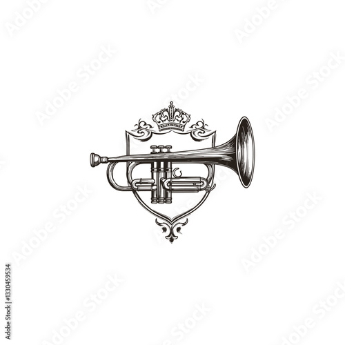 Medieval trumpet design vector template illustration