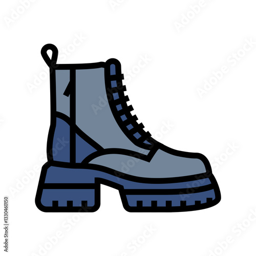 chunky boots stylish clothes color icon vector illustration