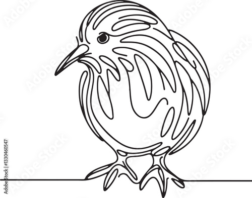 Kiwi Bird Line Drawing Vector Art Illustration