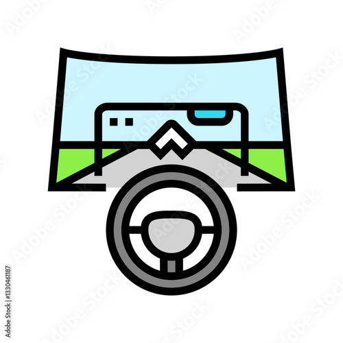 head up display hud augmented reality color icon vector illustration