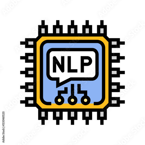 language processor chip nlp color icon vector illustration