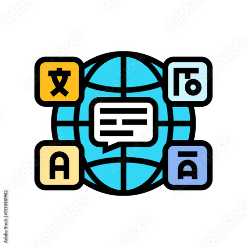 multilingual globe nlp color icon vector illustration