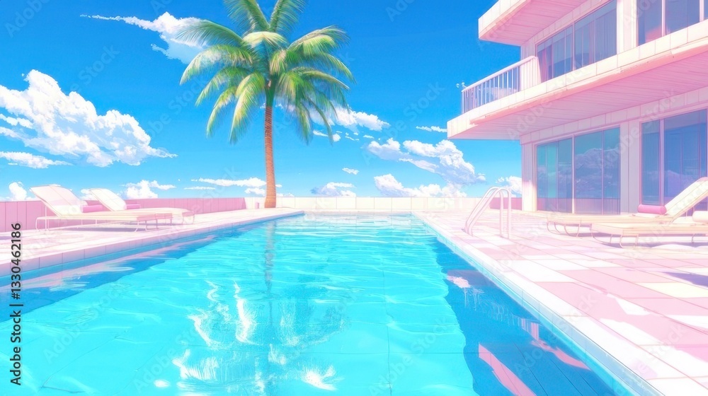 Fototapeta premium Pastel paradise pool scene