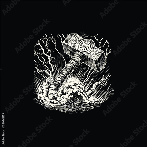 Mighty hammer design vector template illustration