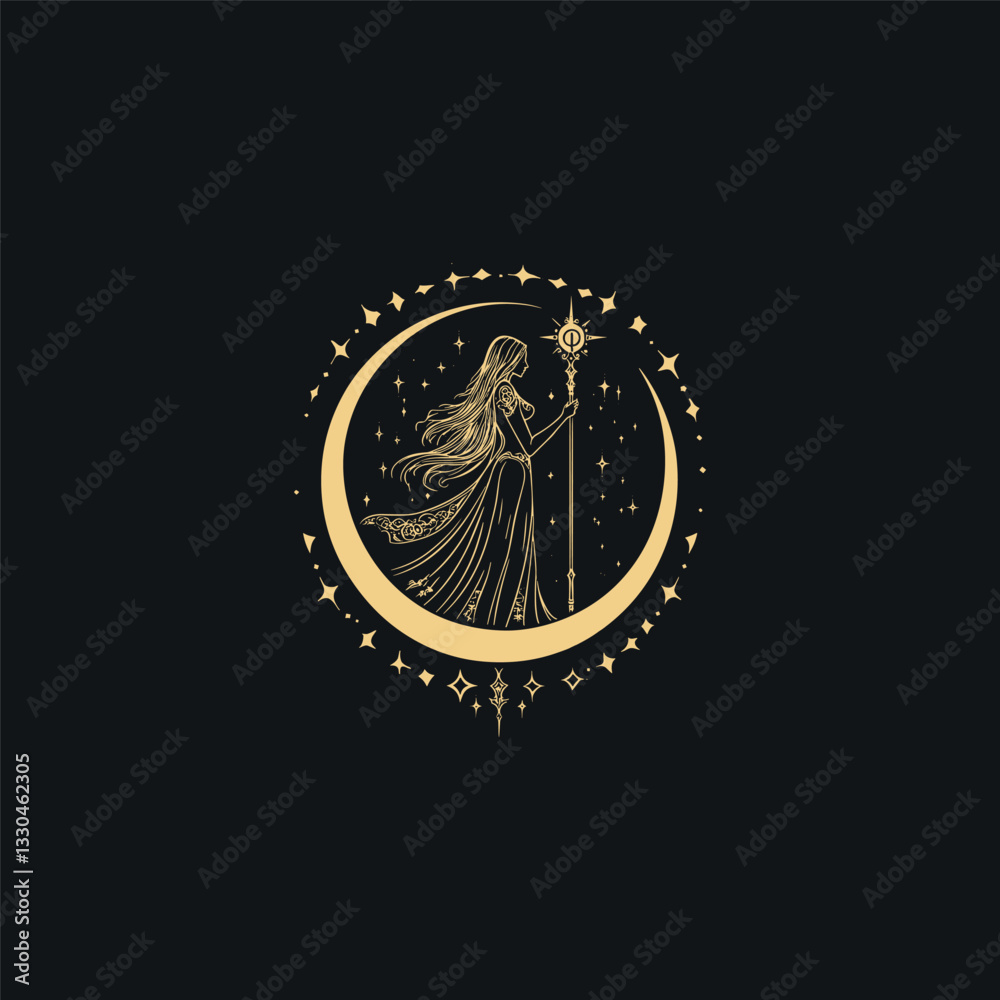 Nyx goddess of night greek mythology design vector template illustration Nyx goddess of night greek mythology design vector template illustration
