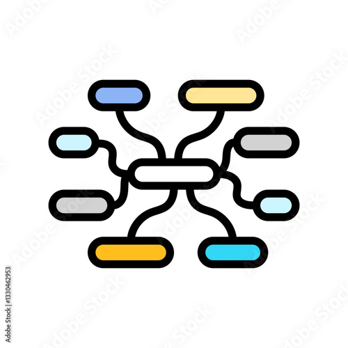 semantic web nlp color icon vector illustration