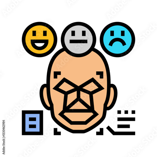 sentiment analysis face nlp color icon vector illustration