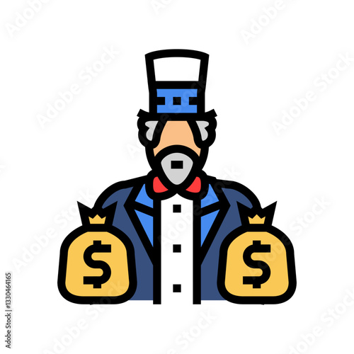 uncle sam sack of money color icon vector illustration