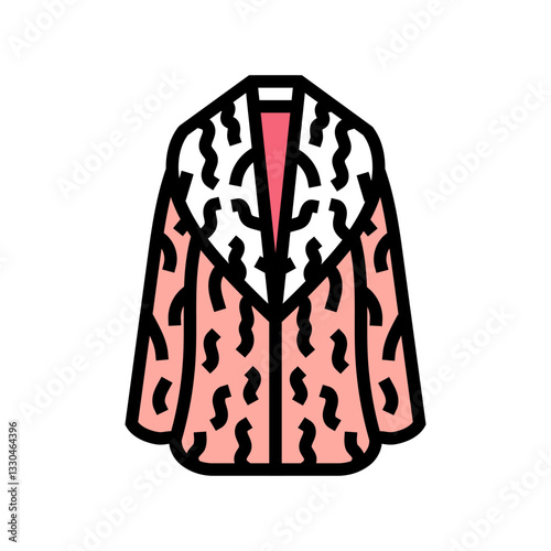 voluminous faux fur coats stylish clothes color icon vector illustration