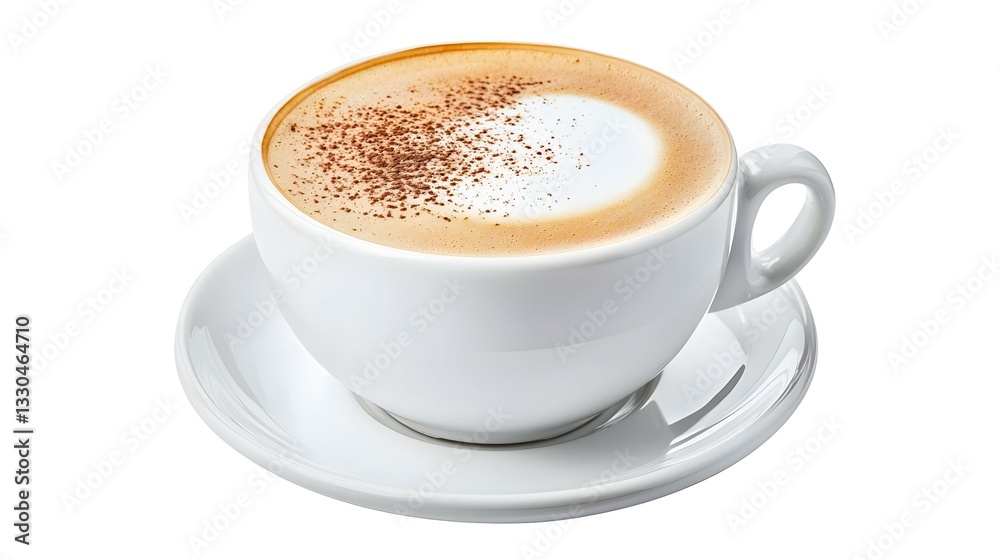 Fototapeta premium Side view of Hot cappuccino coffee in a white