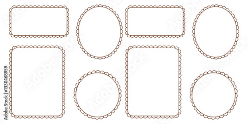 Border frame scallop edge rectangle a collection of border frames featuring scalloped edges in various shapes such as rectangles, ovals, and circles. The set includes wave, scallop, and squiggly.