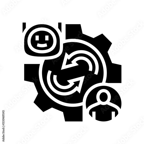robotics collaboration industry glyph icon vector illustration