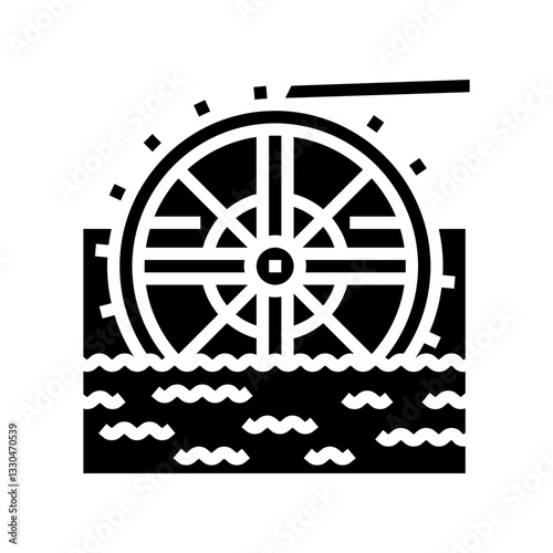water mill industry glyph icon vector illustration