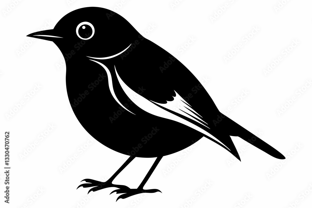Fototapeta premium robin bird line art silhouette vector illustration