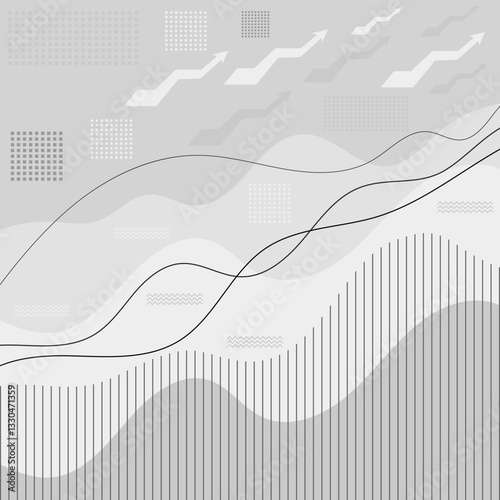 Vector Graphs, diagrams, parabolas, geometric shapes for presentation. Analysis data background. Business finance graphic chart. Concept template for growth, marketing.