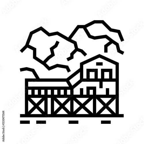 coal mine industry line icon vector illustration