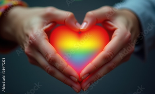 hands holding pride heart