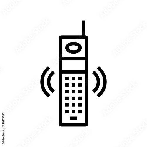 early mobile phone network line icon vector illustration