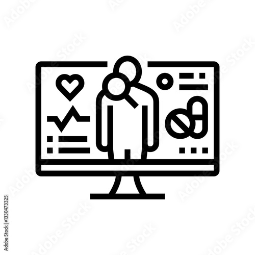 health data analytics healthcare innovation line icon vector illustration