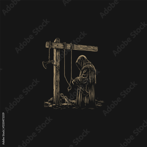 mighty executioner design vector template illustration