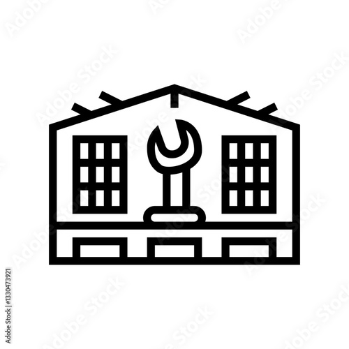 industrial workshop industry line icon vector illustration