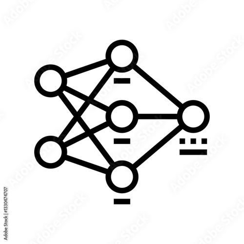 neural network diagram machine learning line icon vector illustration