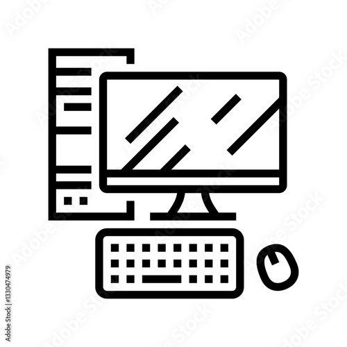 personal computer industry line icon vector illustration