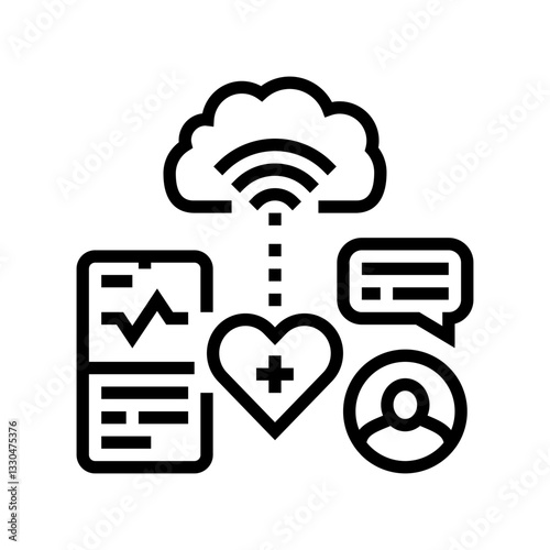 remote patient monitoring healthcare innovation line icon vector illustration