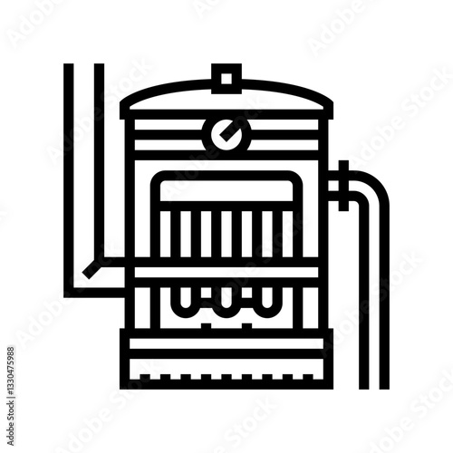 steam powered pump industry line icon vector illustration