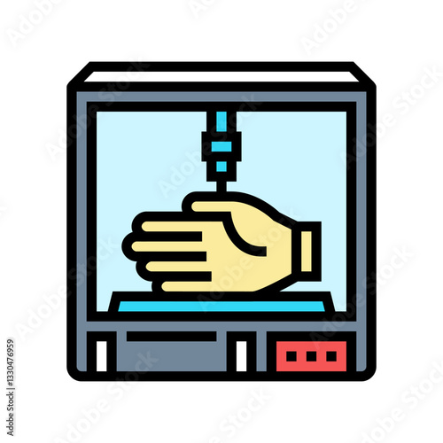 3d printed prosthetics healthcare innovation color icon vector illustration