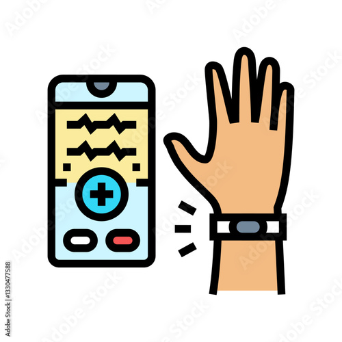 biometric health sensor healthcare innovation color icon vector illustration