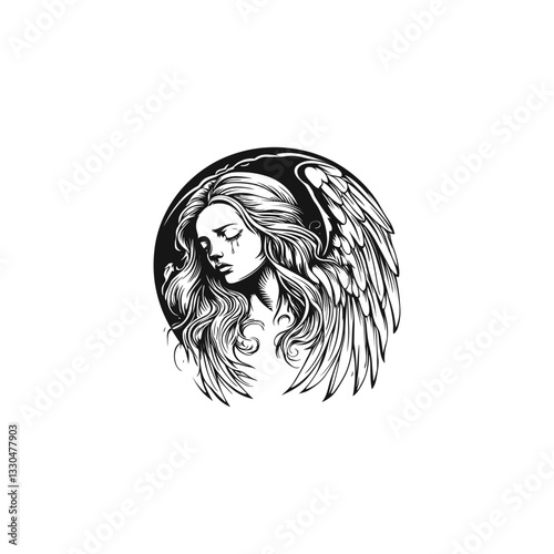 angel crying tears design vector template illustration