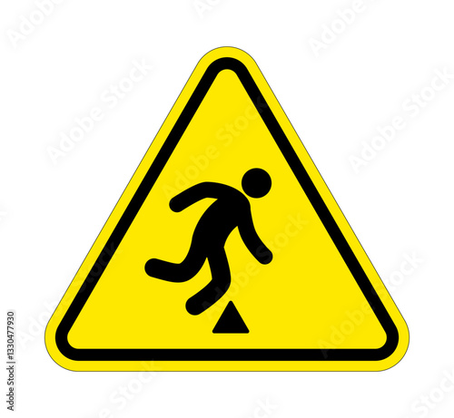 classic tripping hazard warning danger sign in yellow triangle symbol vector isolated on transparent background