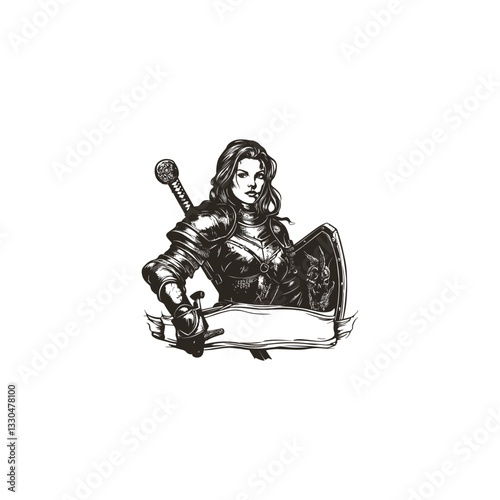 Woman knight design vector template illustration