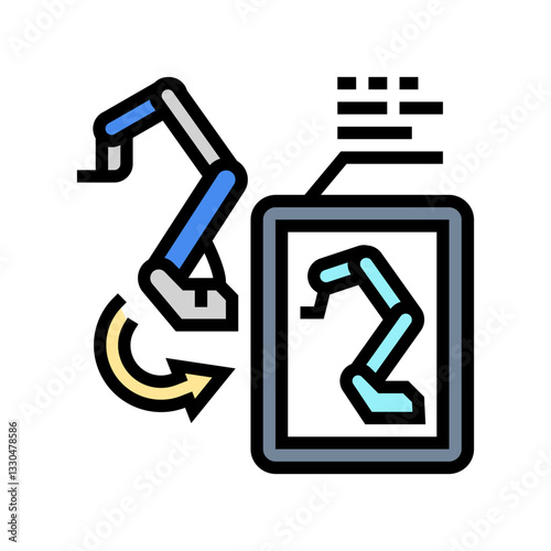 digital twin technology industry color icon vector illustration
