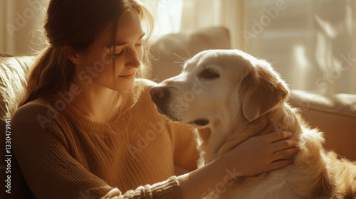 Wallpaper Mural Heartwarming studio scene of a pet sitter and dog in gentle bonding moment Torontodigital.ca