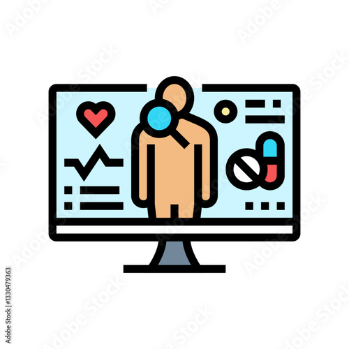 health data analytics healthcare innovation color icon vector illustration