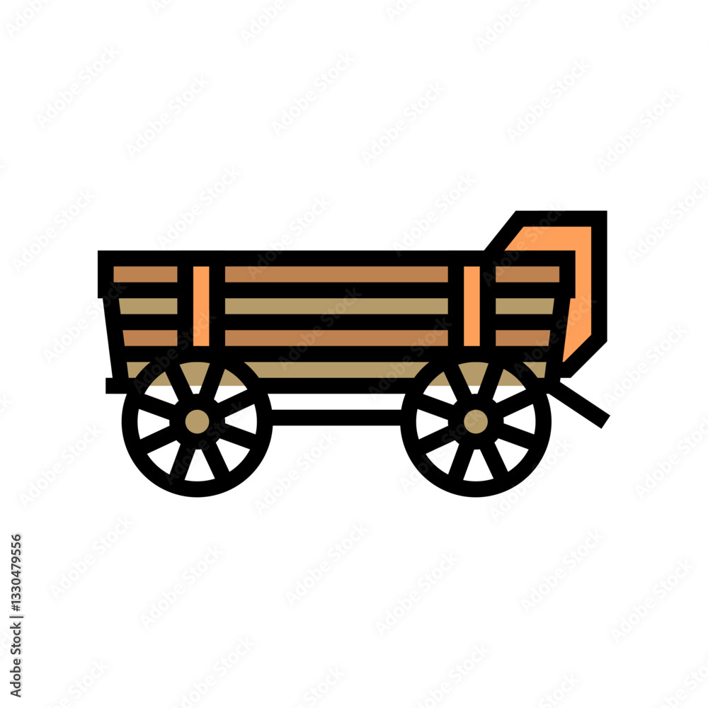 Fototapeta premium horse drawn cart industry color icon vector illustration