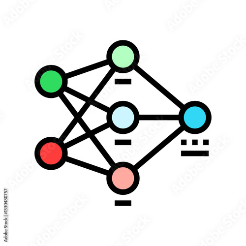 neural network diagram machine learning color icon vector illustration