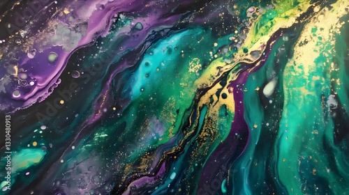 Glowing aurora patterns in green and purple, cosmic vibe
