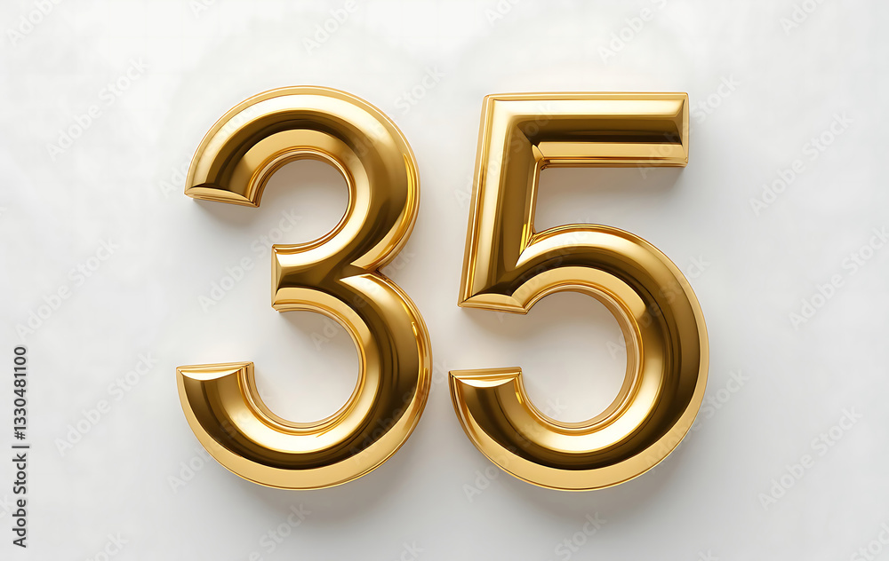 Number 35 gold 3d on white background for marketing, sales, discounts, promotions, financial, business, Anniversary, banner. 35 years anniversary golden number. gold 3d numeral isolated. 35 number 3d Number 35 gold 3d on white background for marketing, sales, discounts, promotions, financial, business, Anniversary, banner. 35 years anniversary golden number. gold 3d numeral isolated. 35 number 3d