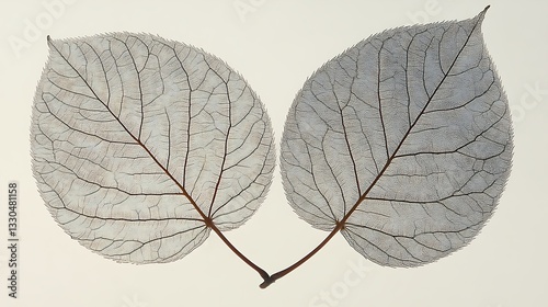 Two Delicate Skeletonized Leaves Displayed Gracefully