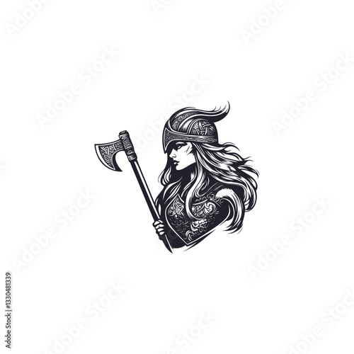 Woman knight design vector template illustration