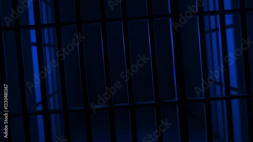 Wallpaper Mural Prison Cell Bars Casting Shadows: Symbolizing Confinement and Loss of Freedom. metal prison cell bars casting shadows on the floor, representing themes of incarceration, confinement
 Torontodigital.ca