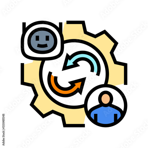 robotics collaboration industry color icon vector illustration
