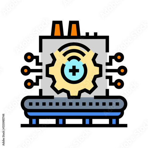 smart factory industry color icon vector illustration