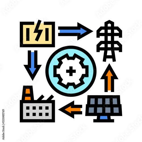 smart grid industry color icon vector illustration