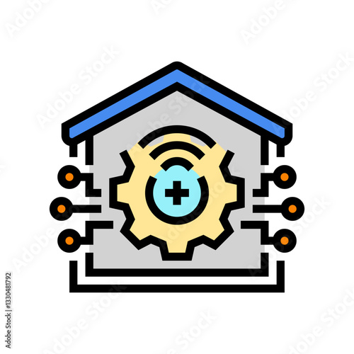 smart home automation industry color icon vector illustration